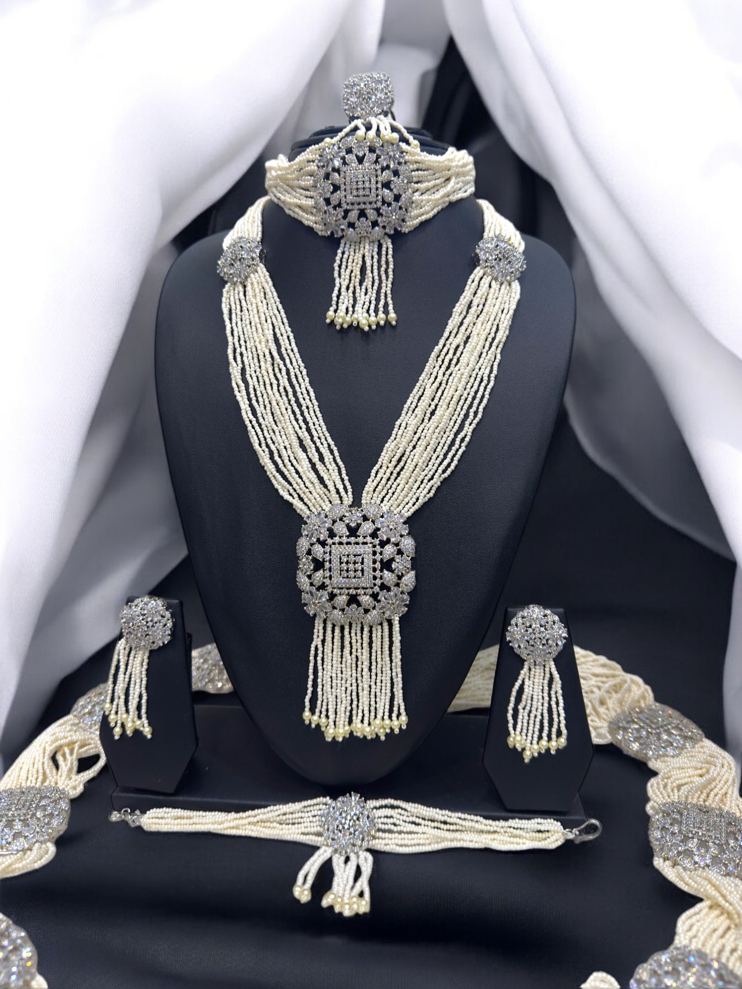 Belt Set With CZ Stones and Pearls - Signature Collection By Amit Chauhan And Sons