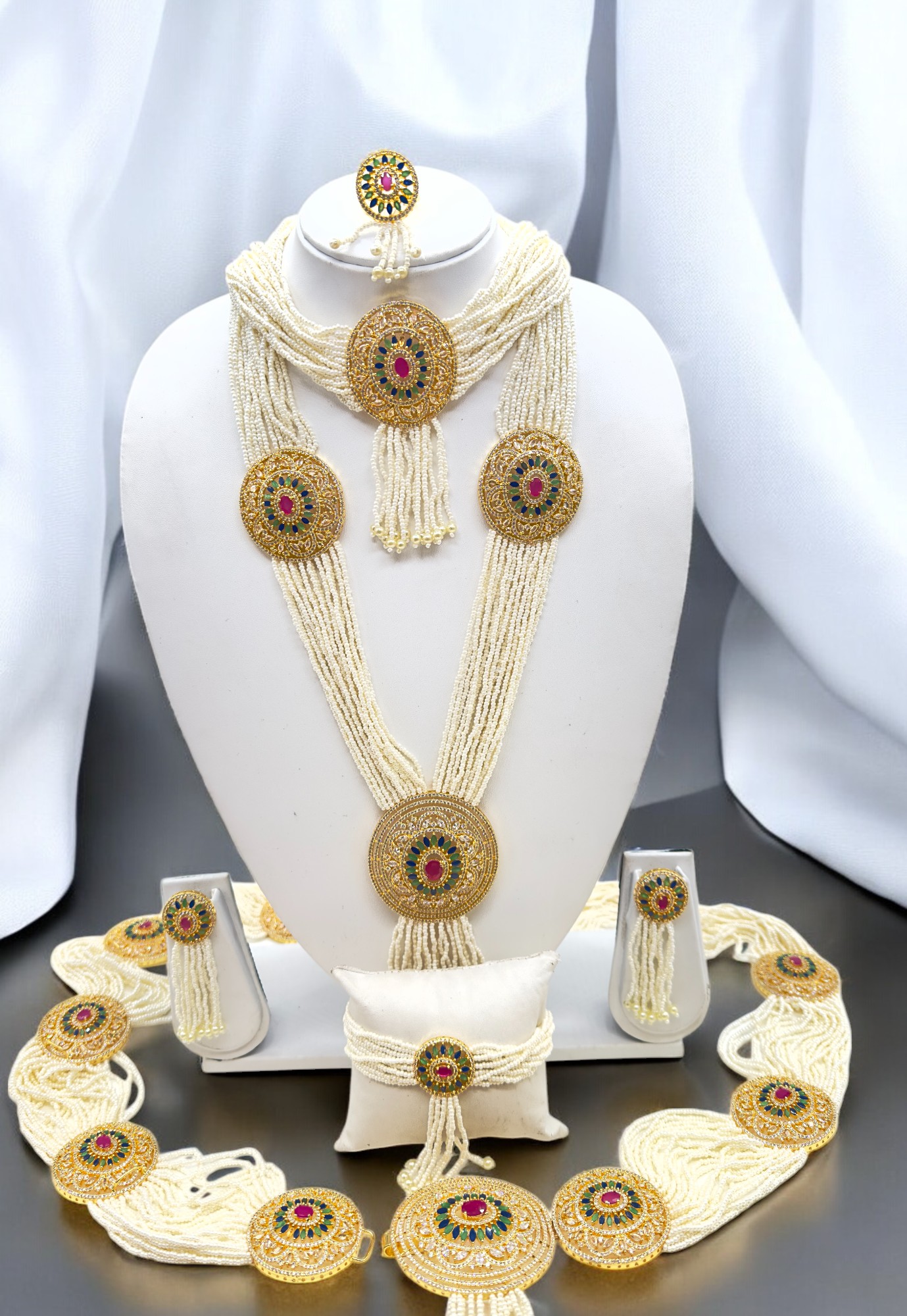 Belt Set With CZ Stones and Pearls - Signature Collection By Amit Chauhan And Sons