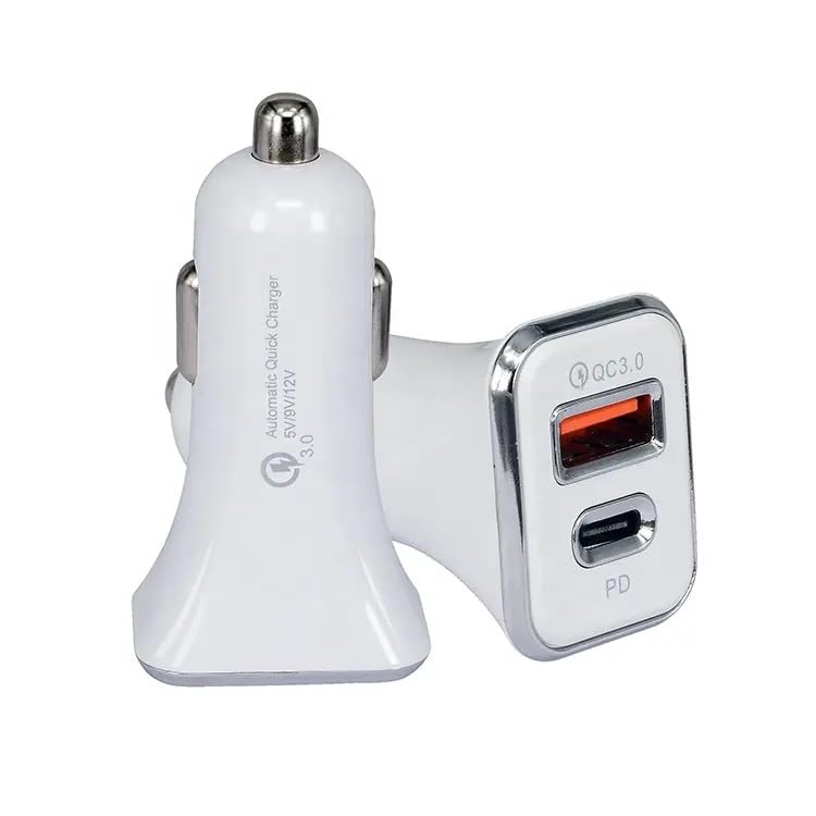 SVAPI Power Drive 2 Elite 30W Dual Port Car Charger with PowerIQ 2.0 and USB-C to Lightning Cable (Orange, 3ft)