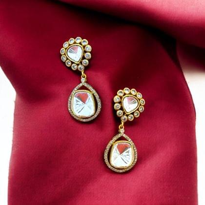 Polki Drop Earrings By Dia Art Jewels