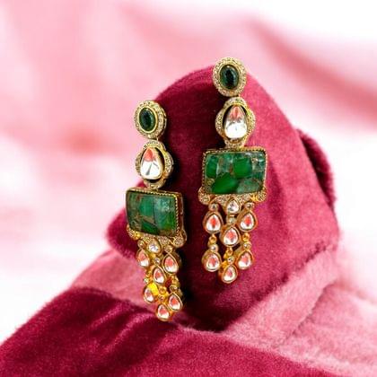 Jade Pearl Drop Earrings by Dia Art Jewels