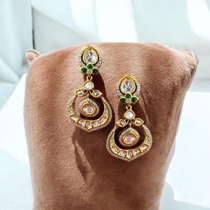 Kundan Chandbali Earrings By Dia Art Jewels